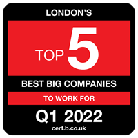 London's top 5 best big companies to work for 2022 logo.