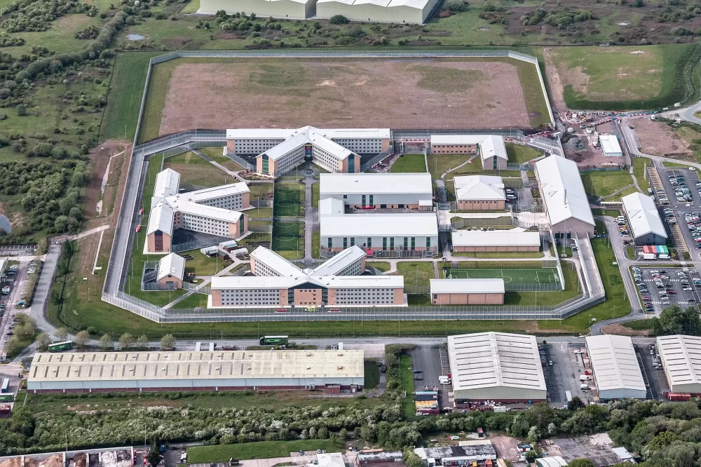 An aerial photo of HM Prison Berwyn and the surrounding areas.