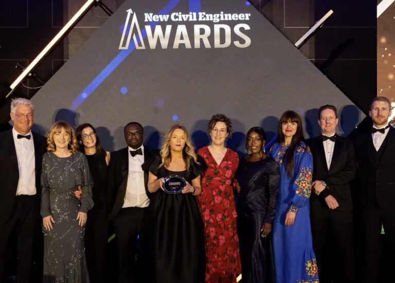 A group of Murphy employees in formal dress at the New Civil Engineer Awards.
