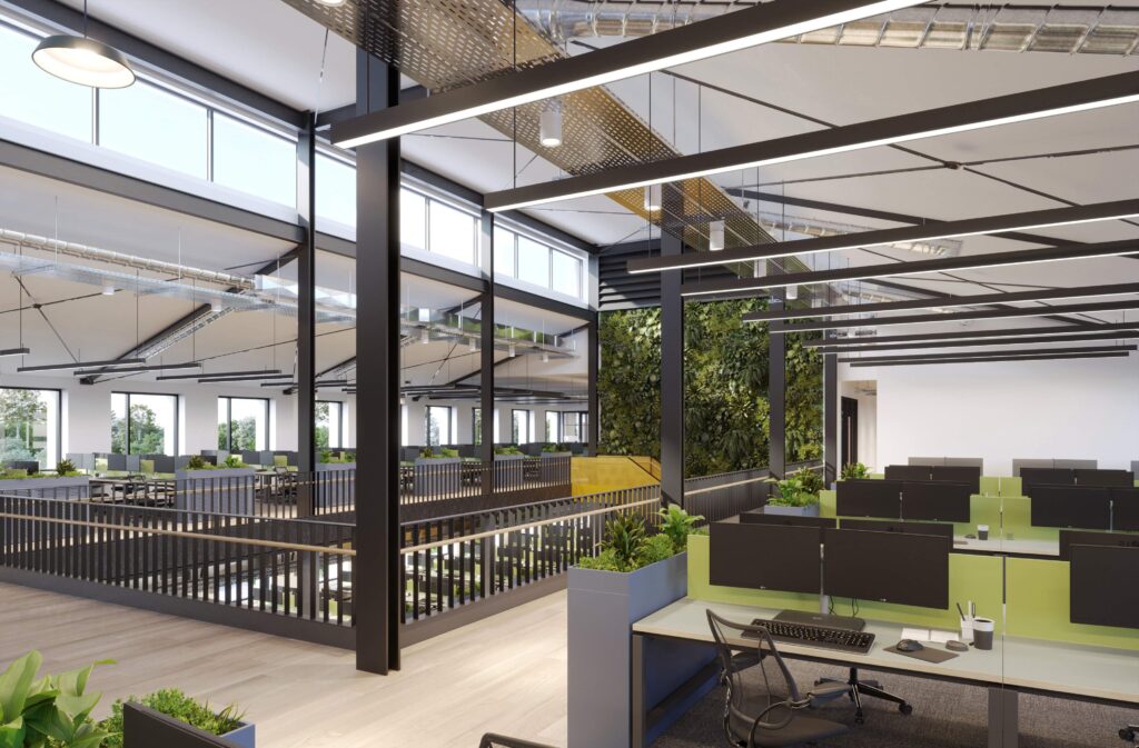A graphic of the inside of a proposed purpose-built modern hub.